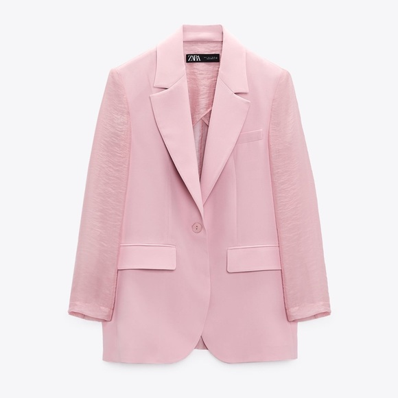 ZARA 2 PIECES SET MIXED ORGANZA BLAZER AND MIXED ORGANZA STRAIGHT LEG PANTS - Picture 11 of 16